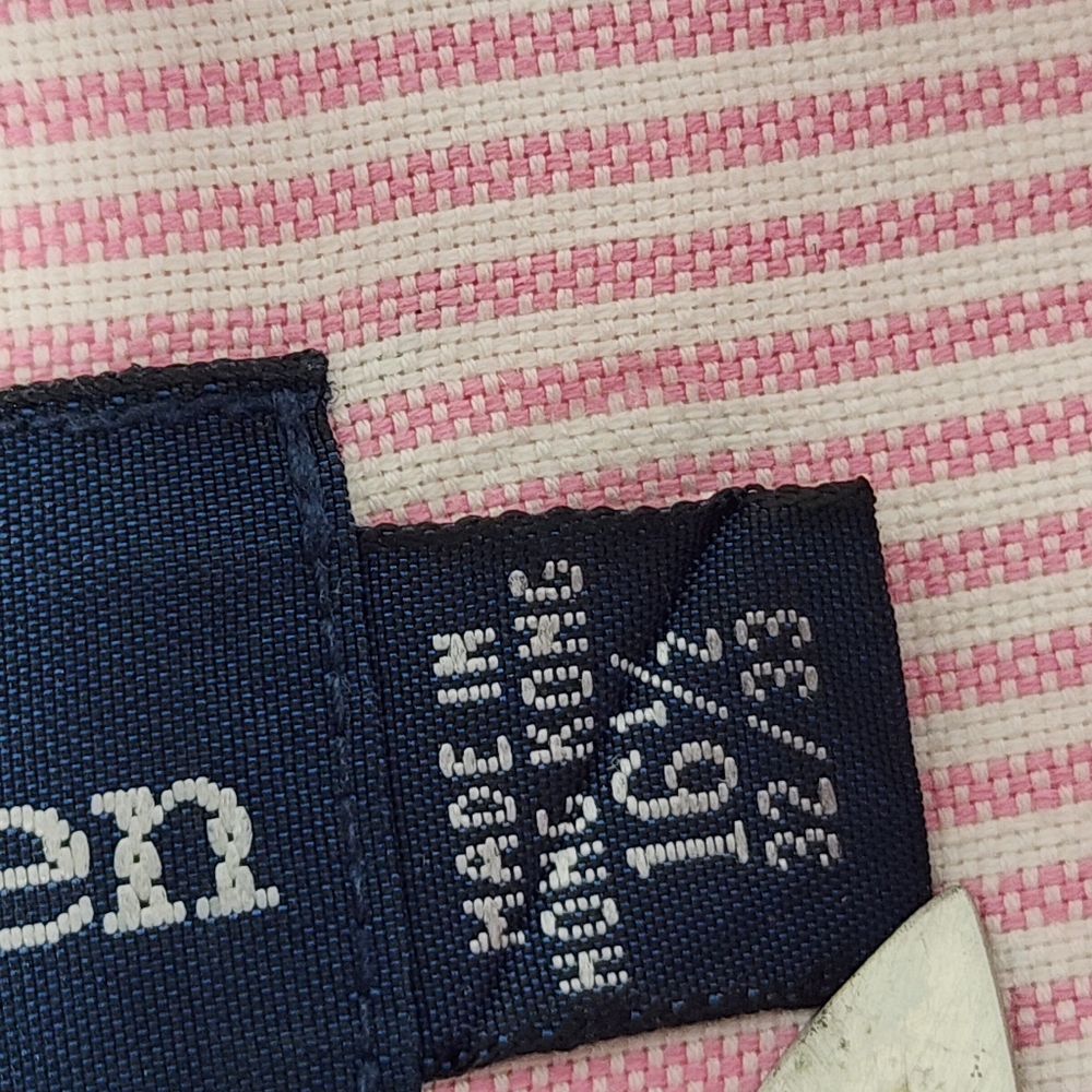 VINTAGE Polo Ralph Lauren Custom Fit Shirt Men's 16 1/2 32/33 Striped Pink White - Picture 13 of 14